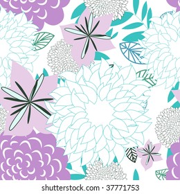Seamless vector floral background. For easy making seamless pattern just drag all group into swatches bar, and use it for filling any contours.