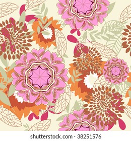 Seamless vector floral background. For easy making seamless pattern just drag all group into swatches bar, and use it for filling any contours.