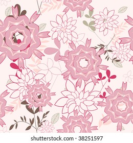Seamless vector floral background. For easy making seamless pattern just drag all group into swatches bar, and use it for filling any contours.