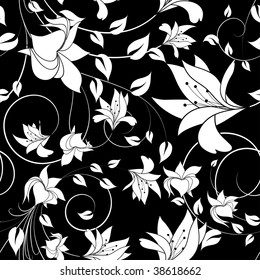 Seamless vector floral background. For easy making seamless pattern just drag all group into swatches bar, and use it for filling any contours.