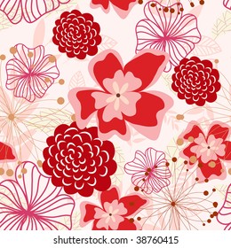 Seamless vector floral background. For easy making seamless pattern just drag all group into swatches bar, and use it for filling any contours.