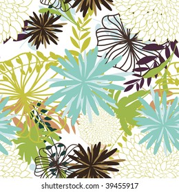 Seamless vector floral background. For easy making seamless pattern just drag all group into swatches bar, and use it for filling any contours.