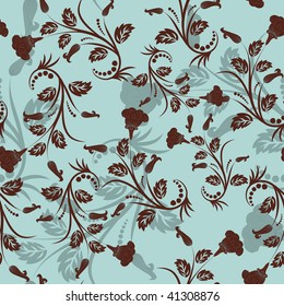 Seamless vector floral background. For easy making seamless pattern just drag all group into swatches bar, and use it for filling any contours.