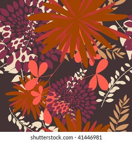 Seamless vector floral background. For easy making seamless pattern just drag all group into swatches bar, and use it for filling any contours.