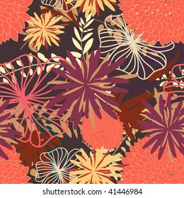 Seamless vector floral background. For easy making seamless pattern just drag all group into swatches bar, and use it for filling any contours.