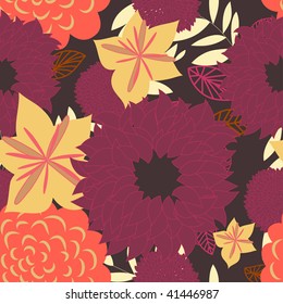 Seamless vector floral background. For easy making seamless pattern just drag all group into swatches bar, and use it for filling any contours.