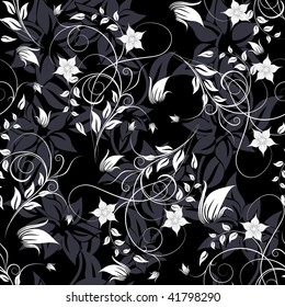 Seamless vector floral background. For easy making seamless pattern just drag all group into swatches bar, and use it for filling any contours.