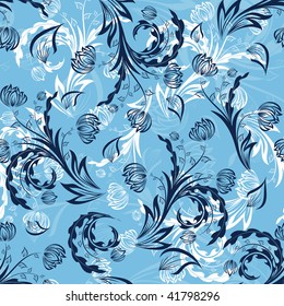 Seamless vector floral background. For easy making seamless pattern just drag all group into swatches bar, and use it for filling any contours.