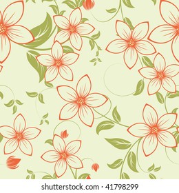 Seamless vector floral background. For easy making seamless pattern just drag all group into swatches bar, and use it for filling any contours.