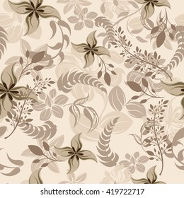 Seamless vector floral background. For easy making seamless pattern just drag all group into swatches bar, and use it for filling any contours.
