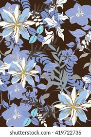 Seamless vector floral background. For easy making seamless pattern just drag all group into swatches bar, and use it for filling any contours.