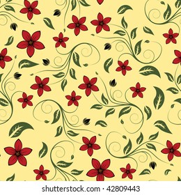 Seamless vector floral background. For easy making seamless pattern just drag all group into swatches bar, and use it for filling any contours.