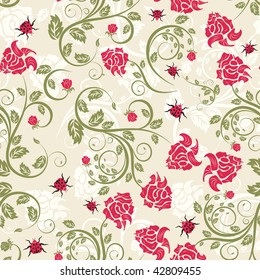 Seamless vector floral background. For easy making seamless pattern just drag all group into swatches bar, and use it for filling any contours.