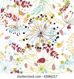 Seamless vector floral background. For easy making seamless pattern just drag all group into swatches bar, and use it for filling any contours.