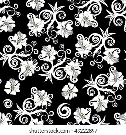 Seamless vector floral background. For easy making seamless pattern just drag all group into swatches bar, and use it for filling any contours.