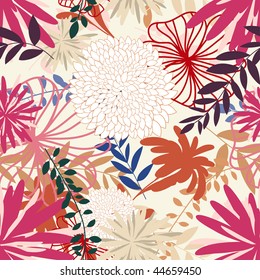 Seamless vector floral background. For easy making seamless pattern just drag all group into swatches bar, and use it for filling any contours.