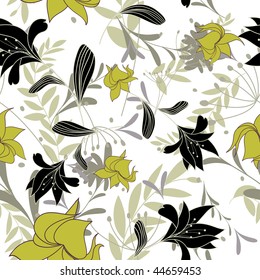 Seamless vector floral background. For easy making seamless pattern just drag all group into swatches bar, and use it for filling any contours.