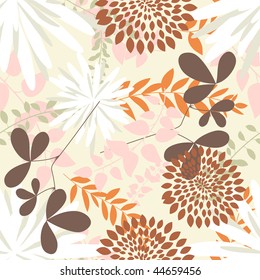 Seamless vector floral background. For easy making seamless pattern just drag all group into swatches bar, and use it for filling any contours.