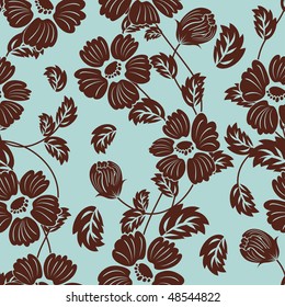 Seamless vector floral background. For easy making seamless pattern just drag all group into swatches bar, and use it for filling any contours.