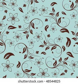 Seamless vector floral background. For easy making seamless pattern just drag all group into swatches bar, and use it for filling any contours.