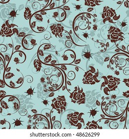Seamless vector floral background. For easy making seamless pattern just drag all group into swatches bar, and use it for filling any contours.