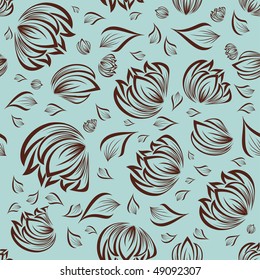 Seamless vector floral background. For easy making seamless pattern just drag all group into swatches bar, and use it for filling any contours.