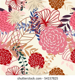 Seamless vector floral background. For easy making seamless pattern just drag all group into swatches bar, and use it for filling any contours.