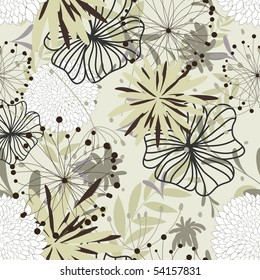 Seamless vector floral background. For easy making seamless pattern just drag all group into swatches bar, and use it for filling any contours.