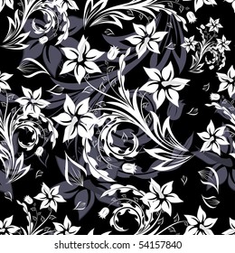 Seamless vector floral background. For easy making seamless pattern just drag all group into swatches bar, and use it for filling any contours.