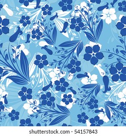 Seamless vector floral background. For easy making seamless pattern just drag all group into swatches bar, and use it for filling any contours.