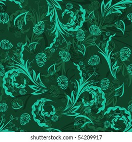 Seamless vector floral background. For easy making seamless pattern just drag all group into swatches bar, and use it for filling any contours.