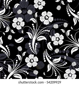 Seamless vector floral background. For easy making seamless pattern just drag all group into swatches bar, and use it for filling any contours.