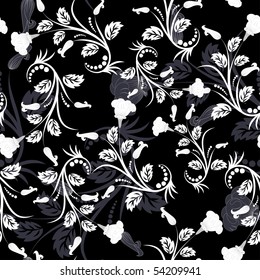 Seamless vector floral background. For easy making seamless pattern just drag all group into swatches bar, and use it for filling any contours.