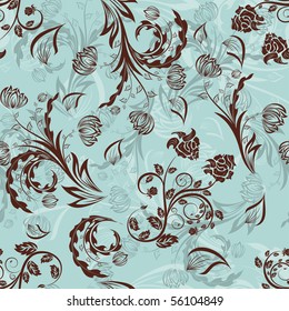 Seamless vector floral background. For easy making seamless pattern just drag all group into swatches bar, and use it for filling any contours.