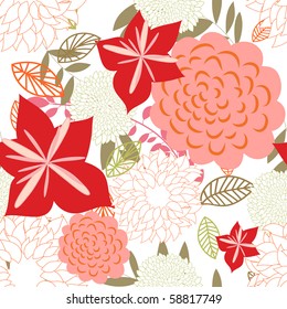 Seamless vector floral background. For easy making seamless pattern just drag all group into swatches bar, and use it for filling any contours.