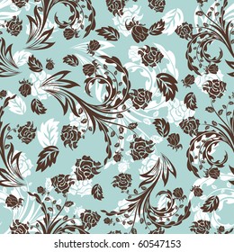 Seamless vector floral background. For easy making seamless pattern just drag all group into swatches bar, and use it for filling any contours.
