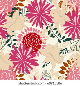 Seamless vector floral background. For easy making seamless pattern just drag all group into swatches bar, and use it for filling any contours.