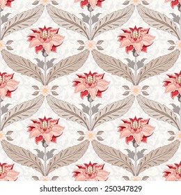 Seamless vector floral background. Fantasy flowers and leaves. The motives of the paintings of ancient Indian fabrics. Tree of Life collection.