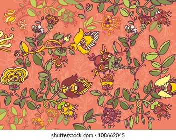 seamless vector floral background. flowers and leaves