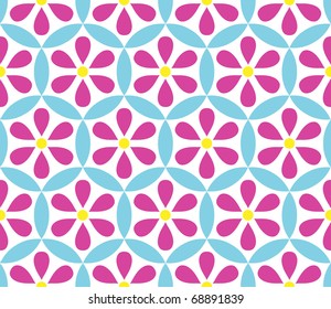Seamless vector floral background with flowers over white