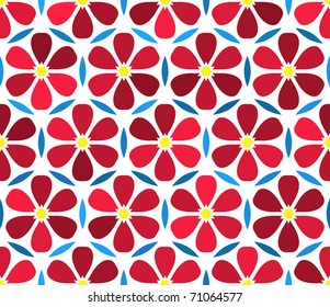 Seamless vector floral background with flowers over white
