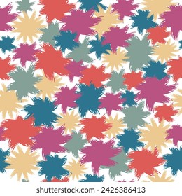 Fondo floral de vector sin costuras hecho con trazos de pintura dibujados a mano. Vector.