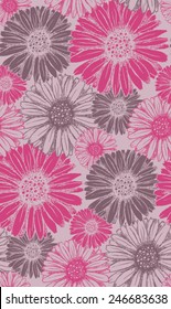 seamless vector floral background with pink and brown flowers