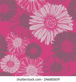 seamless vector floral background with pink and brown flowers