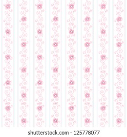 Seamless vector floral background with strips. Colors are easily editable