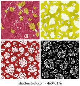 Seamless vector floral backgrounds set.