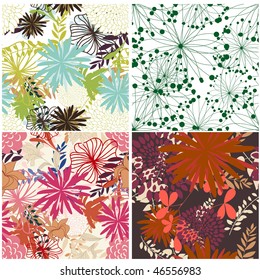 Seamless vector floral backgrounds set. For easy making seamless pattern just drag all group into swatches bar, and use it for filling any contours.
