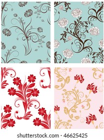 Seamless vector floral backgrounds set.