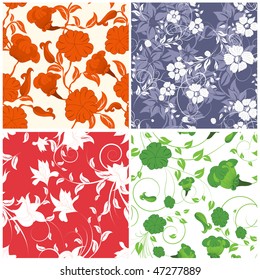 Seamless vector floral backgrounds set. For easy making seamless pattern just drag all group into swatches bar, and use it for filling any contours.