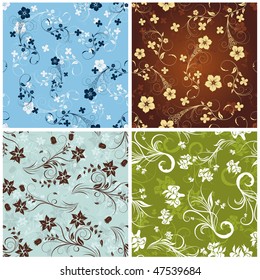 Seamless vector floral backgrounds set. For easy making seamless pattern just drag all group into swatches bar, and use it for filling any contours.